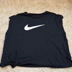 Nike Women's Black Muscle Tee with White Logo